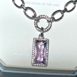 Necklace lavender topaz cubic, zirconia